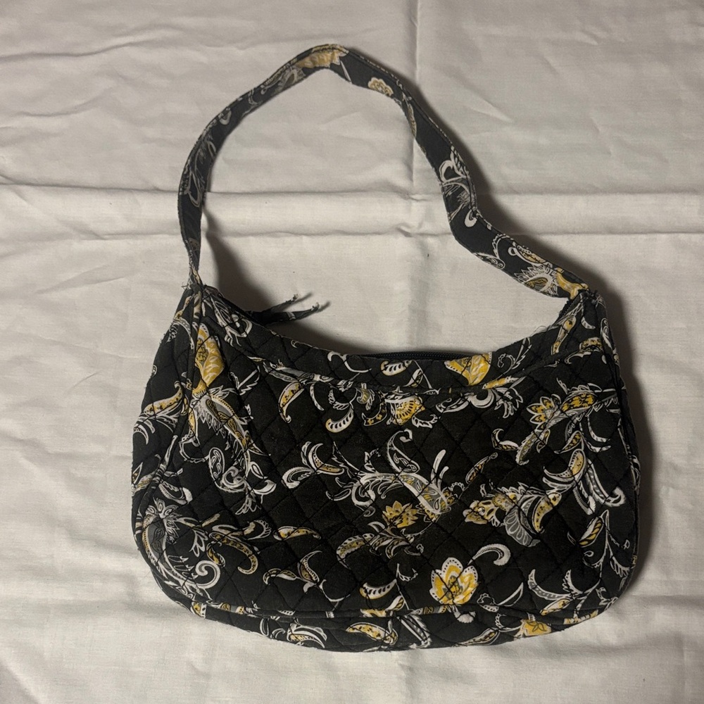 Black and Yellow quilted Patterned Shoulder HandBag boho retro style